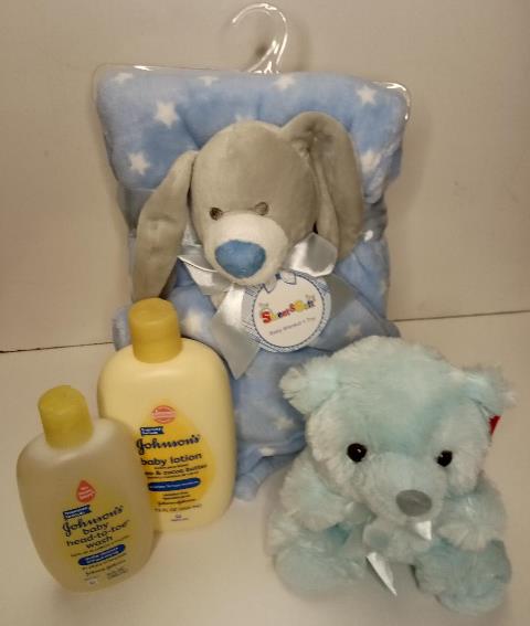 An adorable baby boy gift basket for delivery in Boston Waterfront, Boston Seaport, Boston West End, and Charlestown, MA.