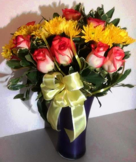 Thank You Flower & Vase Boquet - KJ Paula Gift Baskets