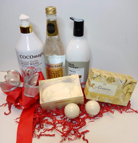 A luxury spa gift with bath and body products for delivery in Boston, MA. at KJ Paula Gift