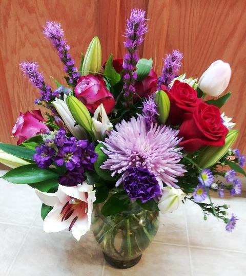 Sympathy flower arrangement. At KJ Paula Gift for delivery to Boston, Randolph, Canton, Milton, and Dorchester.