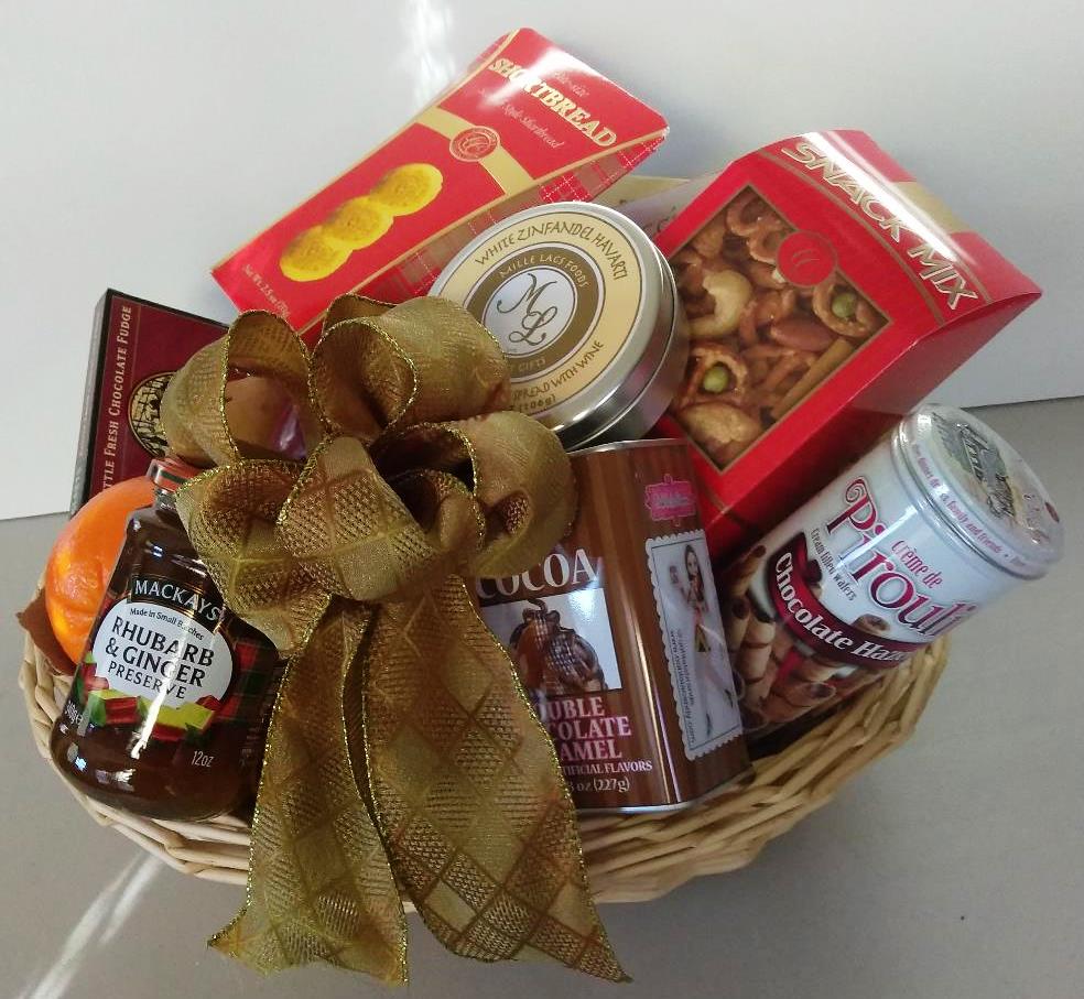 A gourmet snack treat gift basket is available for Boston delivery to Braintree, Canton, Norwood, and downtown Boston, MA.