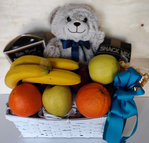 Fresh Fruit & Teddy Bear Gift Basket | KJ Paula Gift - KJ Paula Gift Baskets