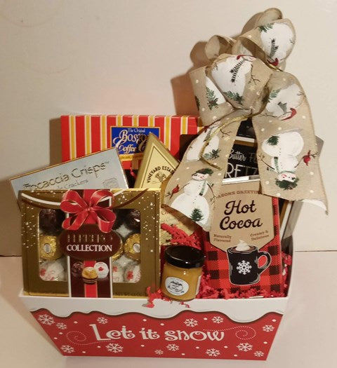 The top quality gourmet food Christmas gift basket. Delivery at recipient door. 