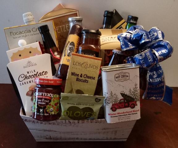 Gourmet food gift basket idea for winter 2024 at KJ Paula Gift Basket in Boston MA.