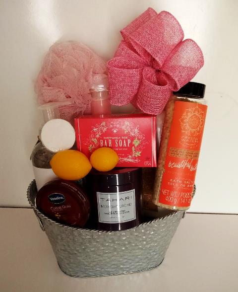 A Boston Waterfront Spa gift basket. Beacon Hill, and the Financial District.