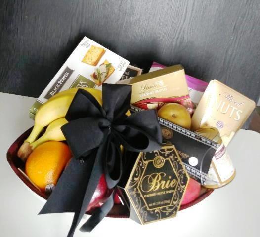 Condolence Fruit Basket Boston MA. Local area delivery. Fruit, cheese and gourmet snacks