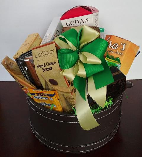 A Easter gift basket with chocolate available at KJ Paula Gift Basket in Boston, Norwood, and Brookline