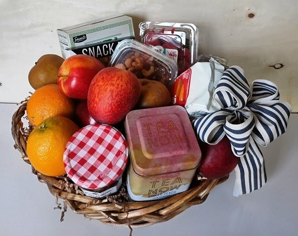Fresh Fruit & Gourmet Snack Gift Basket | Boston Delivery - KJ Paula Gift Baskets. Nuts, strawberries, organic tea