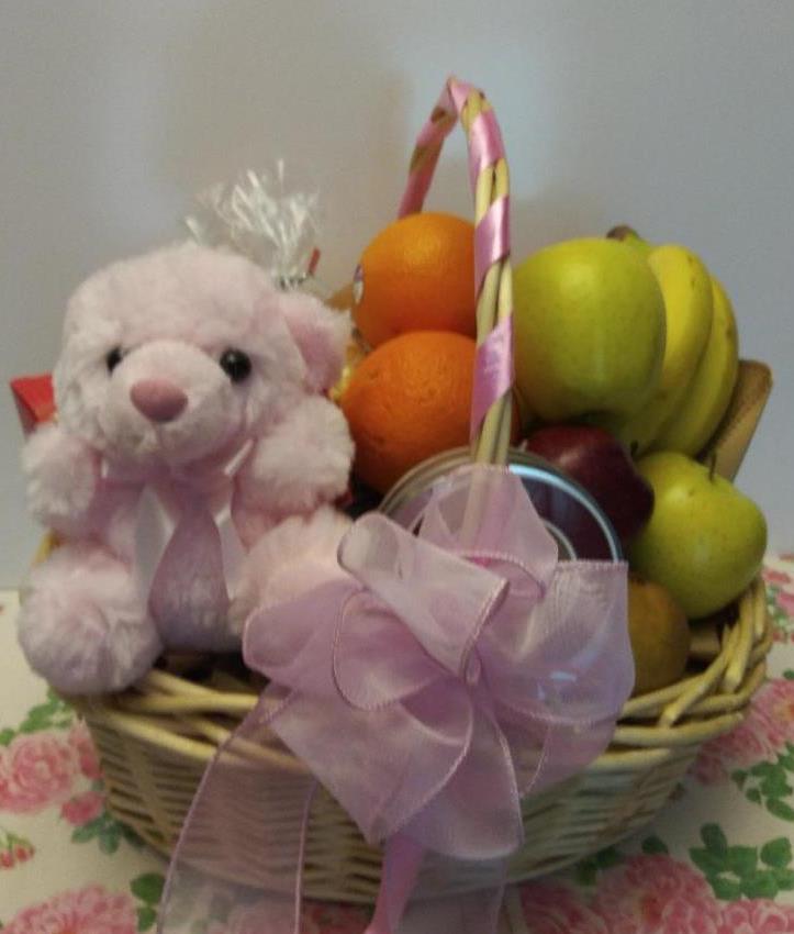 Fresh Fruit & Teddy Bear Gift Basket | KJ Paula Gift - KJ Paula Gift Baskets