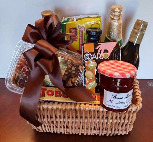 Thank You Gift Basket for delivery with chocolate, fruit jam, grilling sauce, and olive oil. Seaport District, and Boylston St., MA. 617-990-7814 