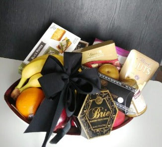 Condolence Fruit Basket Boston MA. Local area delivery. Fruit, cheese and gourmet snacks
