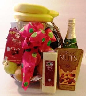 KJ Paula's Fruits, nuts, chocolate, and cheese gift basket for delivery in Boston, MA. Boylston St., and Boston Common.