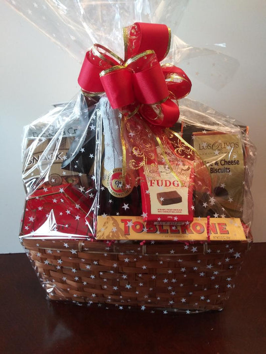 Christmas gift basket for Mom and Pap. Chocolates and snacks Christmas Food Gift Basket in Boston for delivery near me.